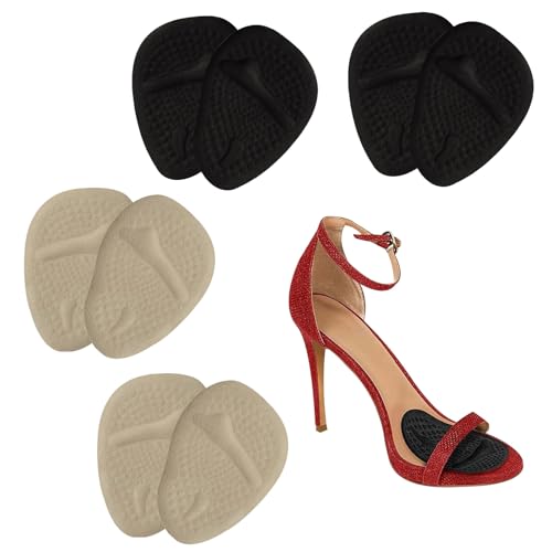 4 Pares Plantillas Tacones Altos,Almohadillas Zapatos Tacon Invisibilidad para Alivio el Dolor en el Antepié,Media Plantilla Delantera Mujer Antideslizante,Almohadillas Adhesivas para el Metatarso