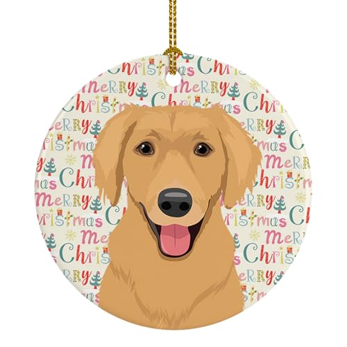 Caroline's Treasures Golden Retriever Gold #2 Christmas Ceramic Ornament Christmas Tree Hanging Decorations for Home Christmas Holiday, Party, Gift, 3 in, Multicolor