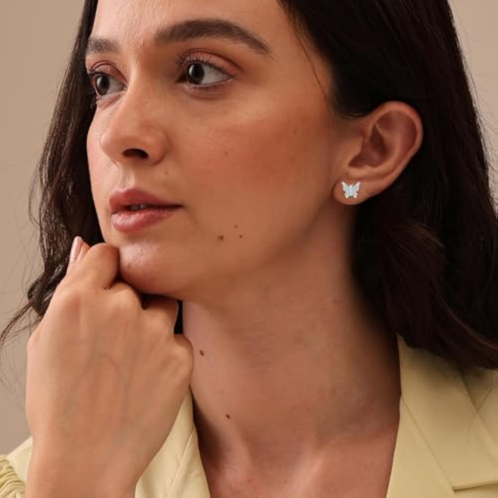 925 Sterling Silver Cubic Zirconia Butterfly Stud Earrings