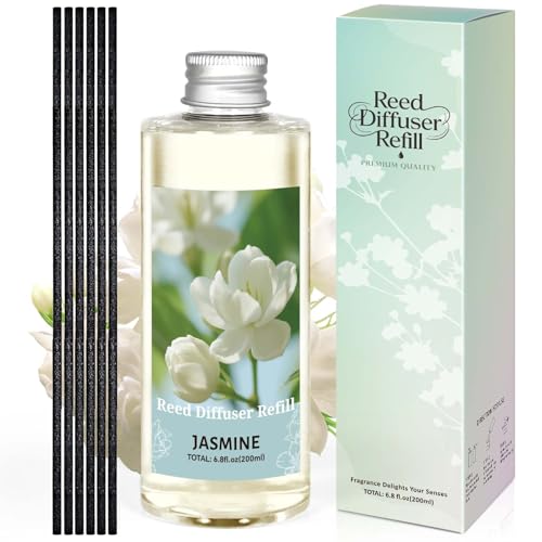 Image of STRN Reed Diffuser Oil Refill, Jasmine Fragrance Oil for Diffuser Refill 200ml, Long-Lasting for Home, Living Room, Bedroom, Spa, 6.8 fl oz