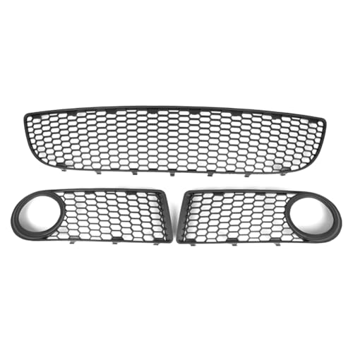 GZYF 3 Pcs Honeycomb Front Lower Grill Mesh Bumper Grille With Fog Light Hole ABS Black for VW Beetle Convertible 2005-2010 Car
