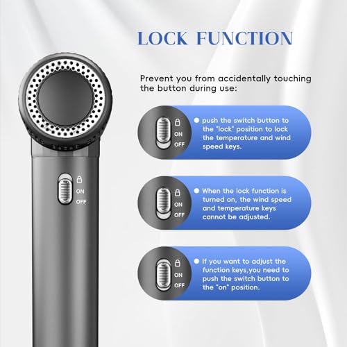 Image of Natrial Hair Dryer with Diffuser, 1600W High-Speed Blow Dryer for Women | Fast Drying for Curly Hair,Professional Ionic Portable Dryer, Low Noise, Lightweight, Lock Function,Travel Home Salon