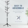 Haddockway Wooden Coat Rack Stand with 8 Hooks New Zealand Pine 3 Adjustable Coat Standing Tree Easy Assembly for Coats, Hats, Scarves and Handbags for Entryway, Hallway, Bedroom, Office