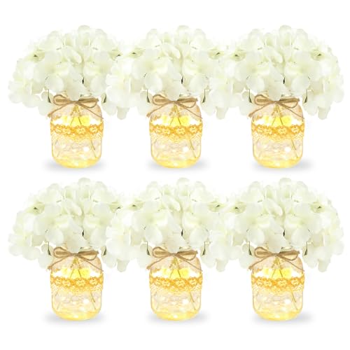 50% OFF Juego de 6 centros de mesa con hortensias artificiales