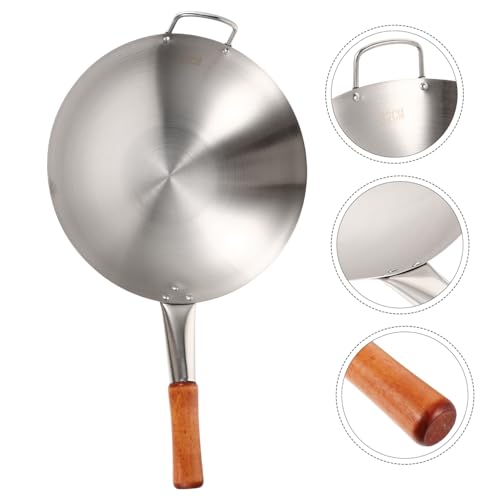 Wok de acero inoxidable con mango sencillo práctico miniatura 6