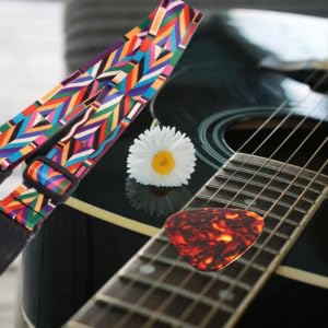 Image of MOCKING BIRD Guitar Belt with guitar wall mount hanger Adjustable Buckle Guitar strap for acoustic Guitar Electric Guitar bass Guitar Hanger with Colourful Plectrum picks