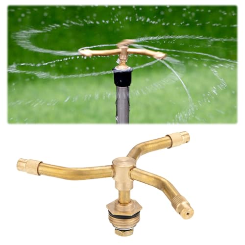 Image of HASTHIP 3-Head Automatic Rotating Garden Sprayer Irrigation - Brass Water Sprinkler for Garden - Multi-Arm Nozzle for Garden Plant Watering - 360 Rotation Irrigation System for Gardening