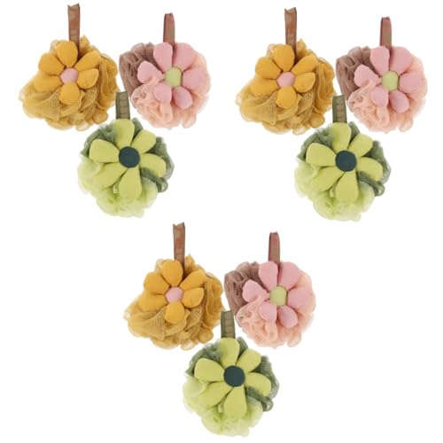 Éponge de bain exfoliante loofah Healvian : lot de 9 boules de bain floral douces et moussantes