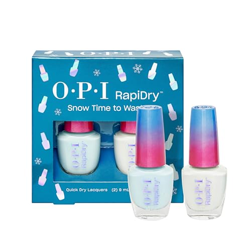OPI RapiDry 2PC Duo Pack, Baby Blue Me Away & Love at Frost Sight | Crème Quick Dry Nail Polish Gift Set | Vegan, Smudge Proof, Fast Drying | Snow Time to Waste | Holiday 2025