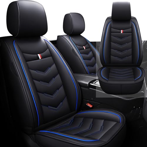 Image of Car Seat Cover 2 Seats for Nissan 370Z 2009-2020, Durable Wear Resistant Waterproof Vehicle Cushion Cover, Breathable No Odor Premium Leather Vehicle Seat Covers.(Standard,Black Blue)