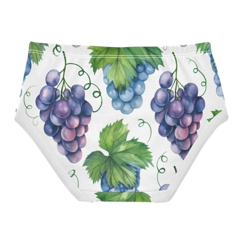 Cotton Toddler Underwear Custom Watercolor Blue Purple Grape Vines Little Girl Panties Animals Underpants Briefs 2t2