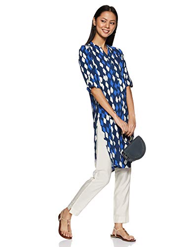 Image of global desi Womens Mandarin Neck Printed Tunic