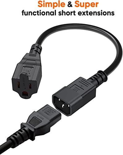 Image of CableCreation 10-Pack 1 Feet NEMA 5-15R to IEC 320 C14 Power Adapter Cords