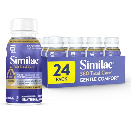 Similac 360 Total Care Gentle Comfort Baby Formula Easy-to-Digest Formula Has 5 HMO Prebiotics Ready-to-Feed Infant Formula 8-fl-oz Bottle Pack of 24
