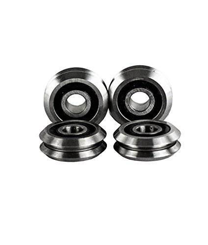Jeremywell 4 Pcs Rm2-2Rs 3/8 Inch V Groove Roller Bearing Rubber Sealed Line Track #TOP11