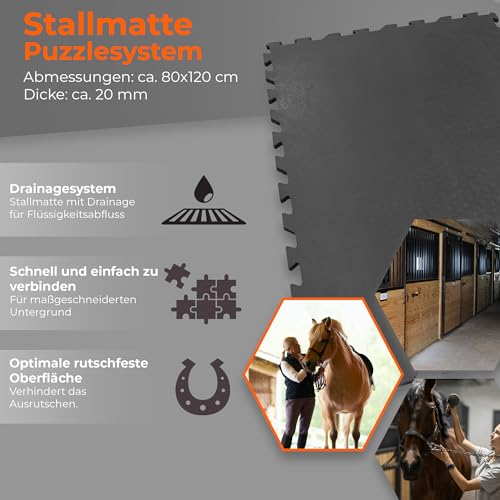 Stallmatten für Pferde Vivol Gummi – Puzzlesystem 80 x 120 cm