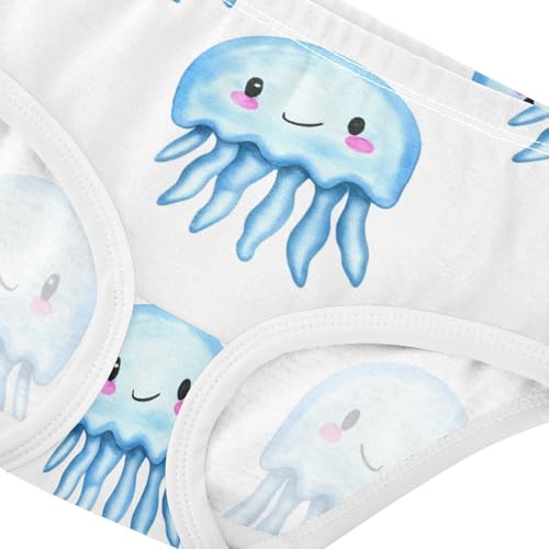 Cute Jellyfish Smiling Faces White Toddler Girls Underwear 2t Cotton Little Girl Panties Durable Briefs Undies Kids4