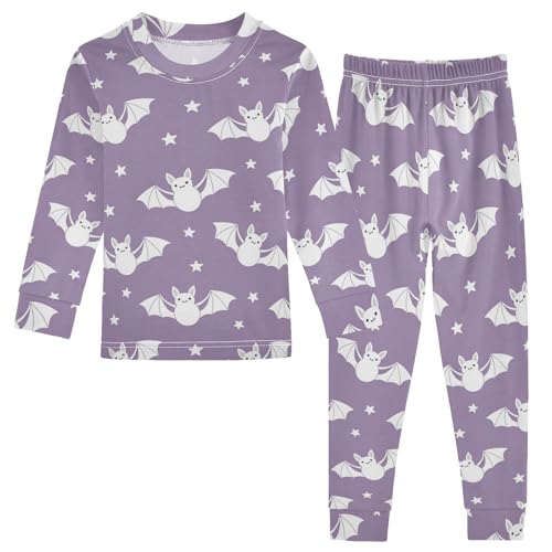 Pajama Sets Long Sleeve Cute Bats Flying Stars Soft Comfy Sleepwear 2 Piece PJS 3-8T