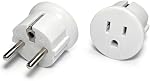 US to Europe Travel Plug Adapter (2-Pack) - Type E/F - Germany, France, Spain, Italy, Grounded Outlet Adapter for Laptop, Camera, Cell Phone