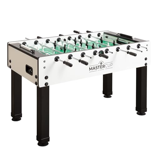 Garlando Kickertisch MasterCup Black&White, professionelle Spielstangen, robuster 75 kg Profi-Fußballtisch, Stabiler Tischfußball, Jugendliche und Erwachsene, Turnier-Tischkicker, vormontiert