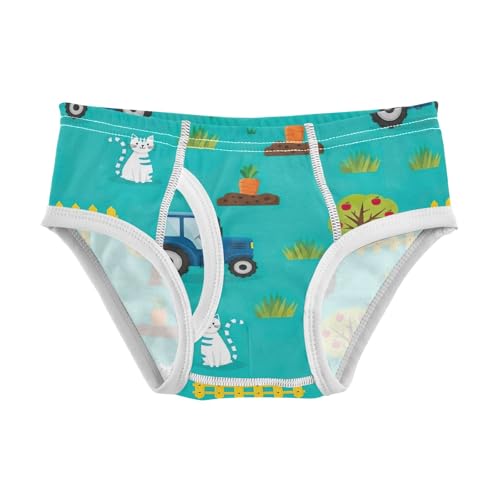 CHIFIGNO Boys' Underwear Cute Blue Tractors Green Kids Boys Briefs Soft Cotton Underwear Briefs