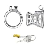 Stainless Steel Funnel-Shaped Cock Cage Penis Ring Lock Male Chastity Device Catheter Stealth Belt Sex Toys for Men Adult Toys(50mm Round Ring)