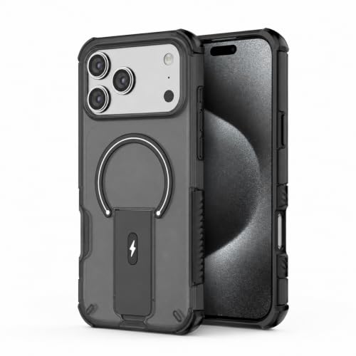 Image of MAGA Case with Stand for Apple iPhone 17 Pro | MagSafe Compatible, Rugged Hybrid Cover, Shockproof Armor, Scratch Resistant, Hard Polycarbonate Back, Soft TPU Bumper Translucent Matte Black