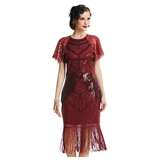 Coucoland 1920-tal klänning dam umhang design kort ärm knälång flapper klänning 20-talet år paljettklänning Great Gatsby Cocktail Party dam Fasching kostym klänning