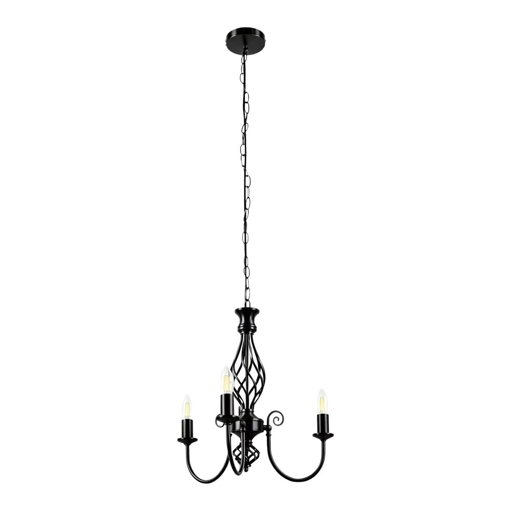 firstchoicelighting Barley Twist - Black 3 Light Pendant