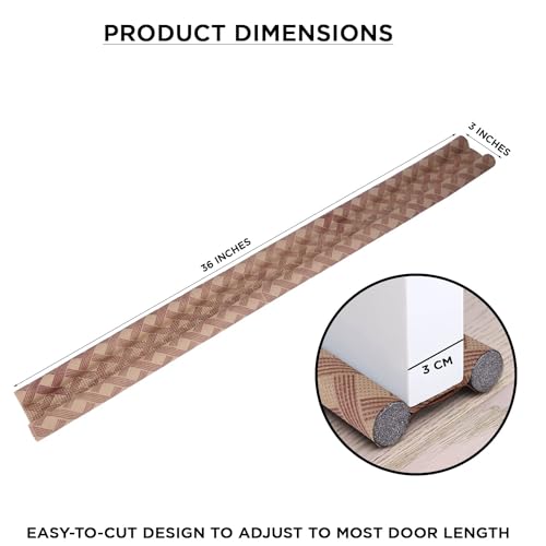Image of Pivalo Door Bottom Sealing Strip Guard for Home 36 Inches Closers Adjustable Draft Air Stoppers Dust and Insects Repellent (Pack of 1, Light Brown, Max Door Width - 3 cm)