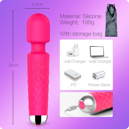 Image of SANJIANKE Vibrator Wand Sex Toys,Clit Stimulator Vibrators,Vibrator for Woman,Wand Massager Sex Toy,20 Patterns,8 Speeds of Pleasure,Quiet Adult Sex Toys,Waterproof, for Women Gifts (Rose Red)