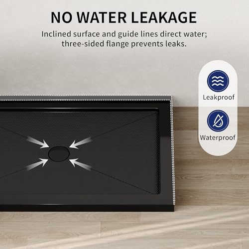Image of DeerValley 48 inchL X 30 inchW Center Drain Shower Base in Black