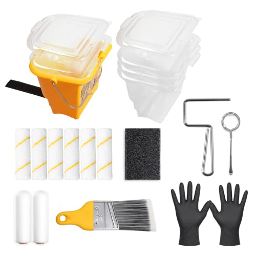 Image of Voomey 20 Pack Handheld Paint Bucket and 4 Inch Roller Kit