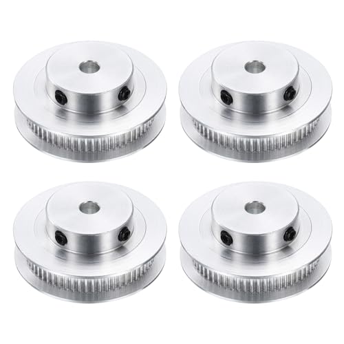 QUARKZMAN 4 Stück GT-2 60T Umlenkrolle 6mm Bohrung Passend Für 6mm Breite Riemen Aluminiumlegierung Zahnriemenscheibe Mit Schraubenschlüssel Für 3D-Drucker CNC-Maschine