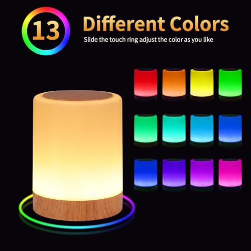 Oorun F8 Touch Bedside Table Lamp,13 Rgb Colors & 5 Brightness, Usb Rechargeable Desk Lamp, Remote Control Dimmable Night Light thumb #2