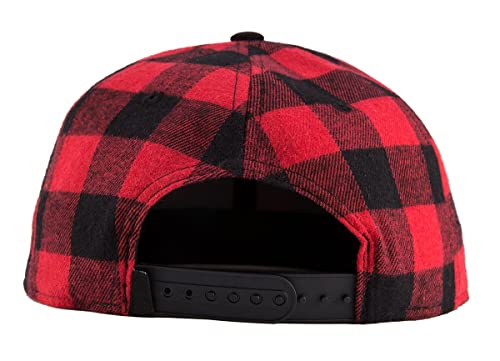 Quanhaigou Classic Snapback Hat Hip Hop Flat Bill Visor Cap - Unisex Adult Adjustable Baseball Hats Plaid Red Black #TOP7
