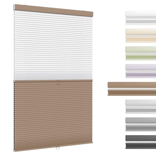 SLKWDOBD Day Night Cellular Shades for Windows, Brown, 27" W x 48" H