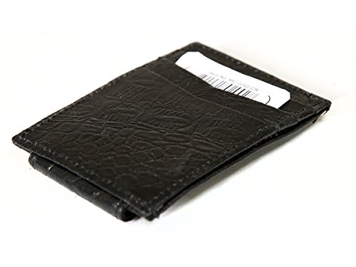 Men's Crocodile Embossed Leather Slim Magnetic Money Clip 3 Credit Card Holder Wallet 4x2.75 inches2