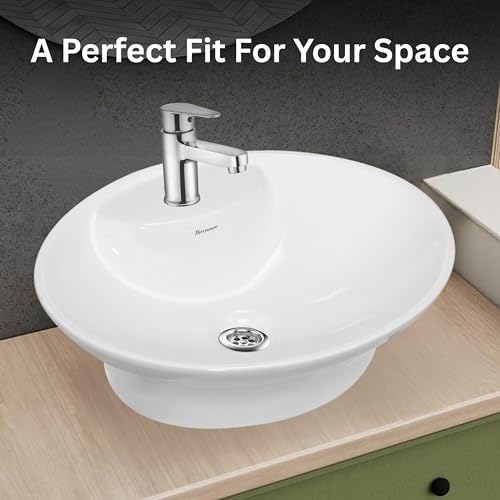 Image of Parryware Cascade NXT bowl basin | Glossy Finish | Wash Basin Over Counter | Wall Mount Sink (470 x 405 x 150mm) | C04021C
