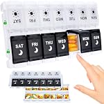 Weekly Pill Organizer 2 Times a Day Easy Fill Design, 7 Day Pill Box Am Pm with Push Button, Large Compartment Pill Container Medicine Organizer, Morning Night Pill Holder 14 Day for Fish Oil/Supplements