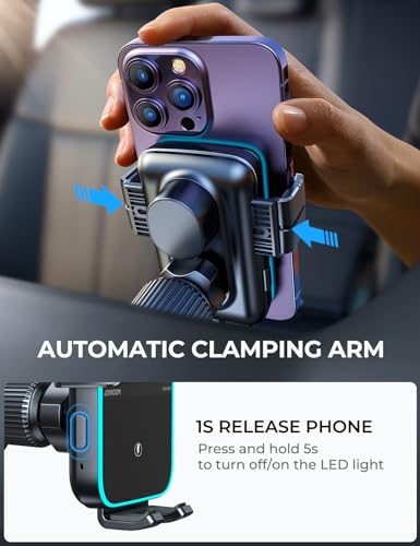 Joyroom 1230N5 Wireless Car Charger Phone Mount: Dual Coil Joyroom Led Qi 15W Cell Phone Fast Charging Vent Holder thumb #5