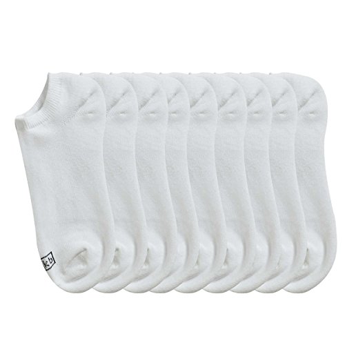 K. Bell Women's No Show Socks (Pack of 10 Pairs), Sock size 9-11, SHOE SIZE 4-10, White