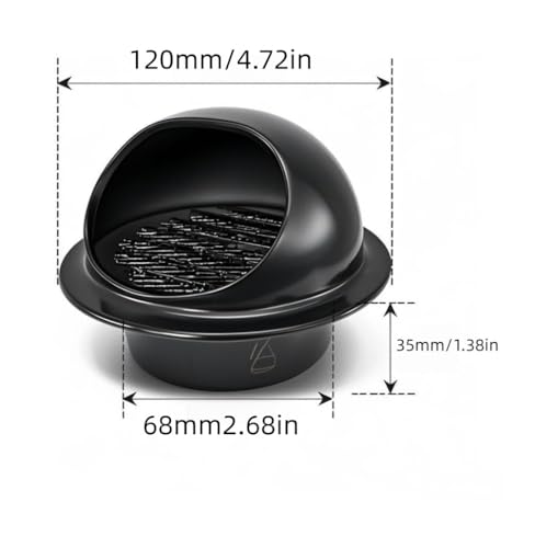 3 Vent Round Cover, Stainless Steel Wall Round Vent Hole Ventilating Cover, Air Ventilation and Exhaust Wall Vent Outlet Hood, HVAC Ducting Vent Cover (Black 1pcs 3inch)