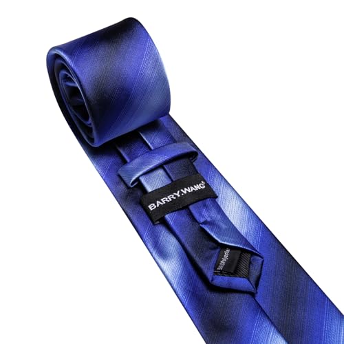 Image of Barry.Wang Plaid Ties for Men Silk Necktie Handkerchief Cuff Links Set