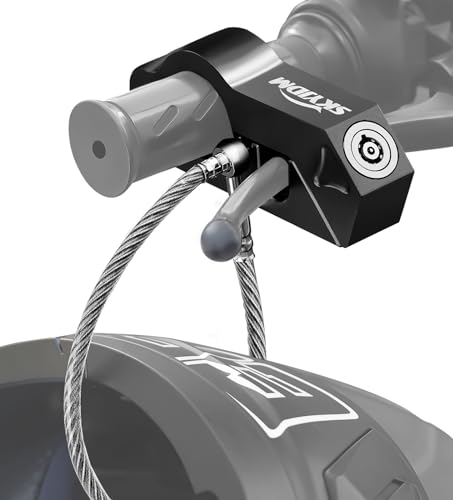 SKYJDM Motorcycle Lock Combo - Helmet and Brake Anti-Theft Grip for All Motorcycle Bike ATV Scooter With Handlebar Diameters Within 1.3-1.5 Inches (Black)