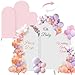 Buryeah 3 Pcs Spandex Fitted Arch Backdrop Cover 2 Sided Wedding Arch Cover Arch Covers Stretchy Backdrop for Birthday Party Decor, No Arch Frame (White, Pink,6FT, 5FT, 4FT)