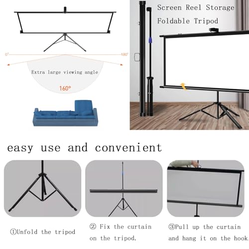 Pantalla de proyector portátil con soporte, 60 pulgadas, plegable y ligera, para cine en casa miniatura 5