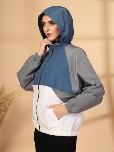 Image of CHKOKKO Sunscreen Jacket for Women Hooded Zipper Sports Jacket | UV Protection | Sun Protective | Lightweight Water Resistant | Riding Biker | Outdoor Travel Gym Running