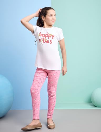 Image of Amazon Brand - Symbol Girl's Cotton Ribbed Stretchable Leggings | Ankle Length | Aged 2-14 Years