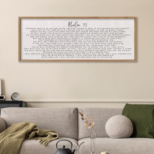 comurdyo Bible Verse Psalm 91 Wall Art Decor 32"X12" Christian
